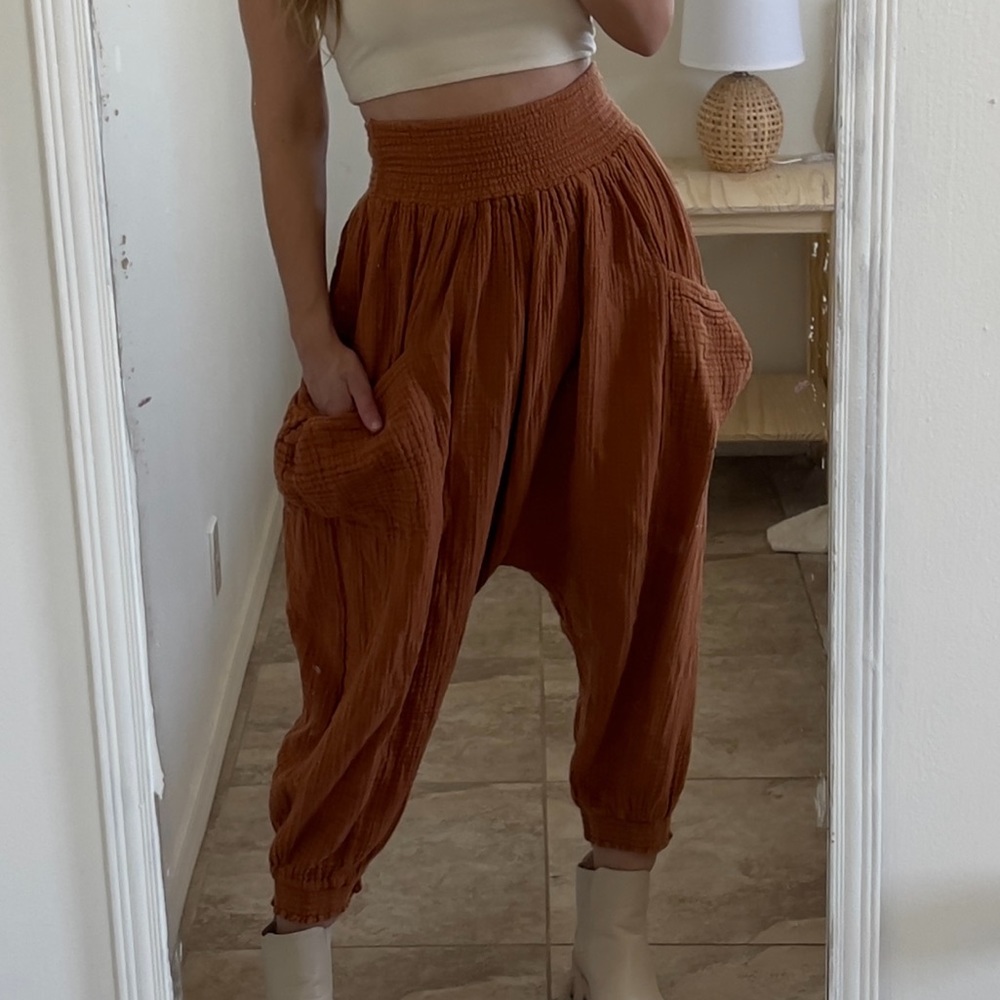 Free People Walk on Fire Double Gauze Harem Pants